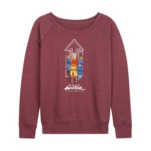 Women's - Avatar: The Last Airbender - Trio Lightweight French Terry Wide Neck Long Sleeve Graphic Shirt - 1 of 4