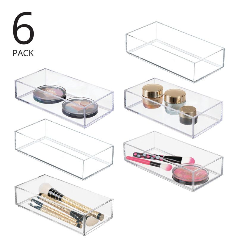 mDesign Plastic Makeup Vanity Drawer Organizer Tray, 6 Pack, 2 of 8