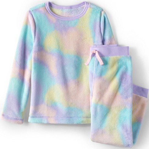 Lands' End Kids Long Sleeve Plush Fleece Pajama Set - 10 - Pastel Tie Dye :  Target