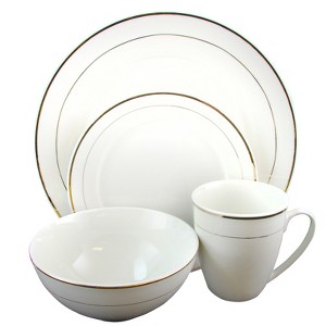 Gibson 16 Piece Dinnerware Double Gold Banded Set - 1 of 4