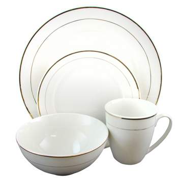 Gibson 16 Piece Dinnerware Double Gold Banded Set