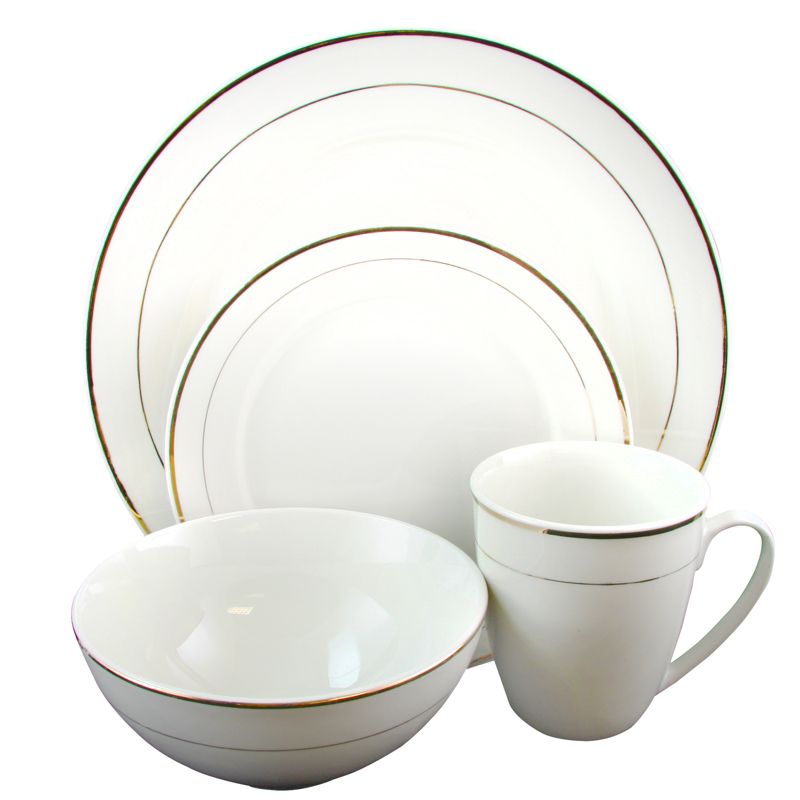 Gibson 16 Piece Dinnerware Double Gold Banded Set, 1 of 7
