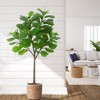 Artificial Fiddle Leaf Fig Tree 5.8ft Tall with 65 Decorative Leaves, Fake Fig Silk Tree in Pot, Artificial Tree in Plastic Pot for Living Room-Green - 2 of 4