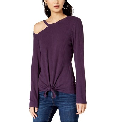I.N.C International Concepts Womens Tie-front Pullover Blouse, Purple, Large