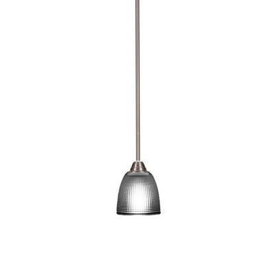 Toltec Lighting Paramount 1 - Light Pendant in  Brushed Nickel with 5" Clear Ribbed Shade