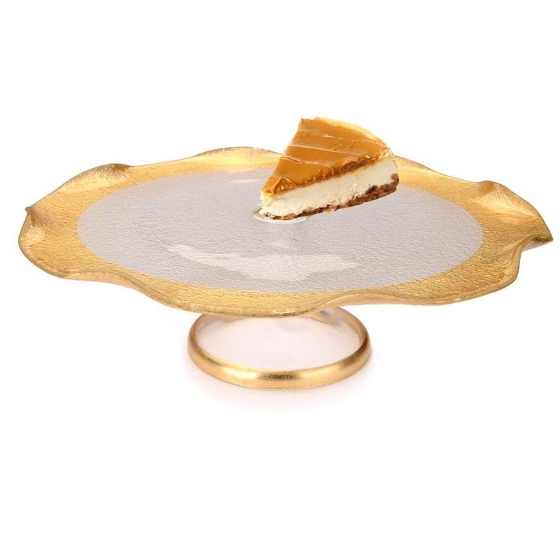 Classic Touch 12" Cake Stand with Gold Border, 3 of 4
