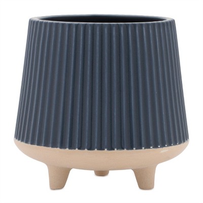 Ceramic Ribbed Footed Planter (Set of 2)