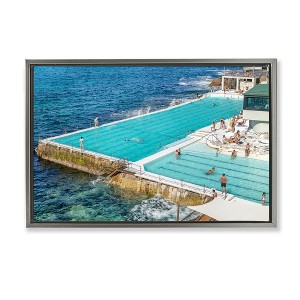 Stupell Industries Bondi Icebergs Swimming Club Floating Frame Canvas Art - 1 of 4