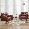 TYBOATLE Blue Leather Accent Chair, Tufted Mid-Century Armchair for Salon, Office, Living Room - 3 of 4