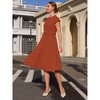 INSPIRE CHIC Women's Mock Neck Cap Sleeve Belted A-Line Midi Pleated Dresses - 3 of 4