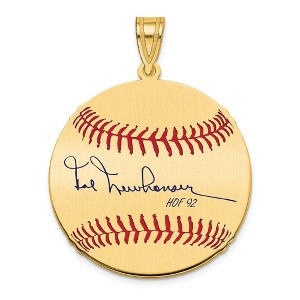 Black Bow Jewelry 14K Gold Plated Hal Newhouser Signature MD Enamel Baseball Pendant - 1 of 4