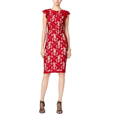 XOXO Womens Ruffle Sleeve Midi Dress