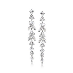 Ross-Simons Rhodium-Plated Drop Earrings With 6.00 ct. t.w. Czs - 1 of 3