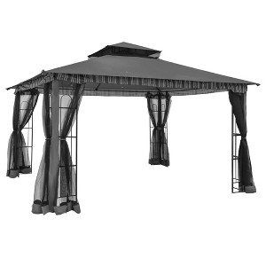 COWLOWN 13x11 Ft Spacious Canopy Gazebo with Netting, Double Roof and Corner Frame Shelves for Patio, Garden and Poolside Use - 1 of 4