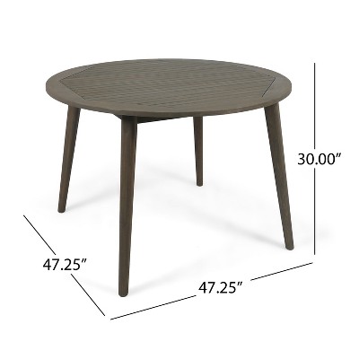 Gray Acacia Wood 4-Seater Outdoor Dining Set with Cream Cushions