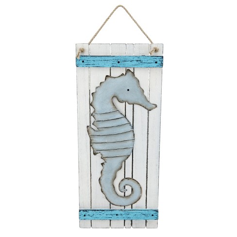 Beachcombers Large Metal Seahorse Sign 9 x 21.25 x 0.625 Inches.