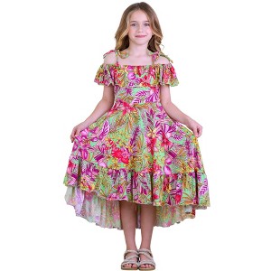 Tropical Florals Casual Hi-Lo Dress Mia Belle Girls - 1 of 4