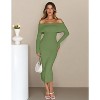 Women's 2025 Fall Off-Shoulder Bodycon Sweater Dress - Elegant Long Sleeve Midi/Maxi Dress for Club, Party & Formal Occasions Green - 3 of 4