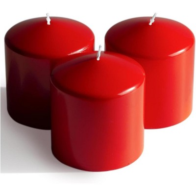 3x3 inch Red Pillar Candles Set of 3 - Elegant Decorative Candles for Home - Unscented Red Candles for Relaxing Atmosphere