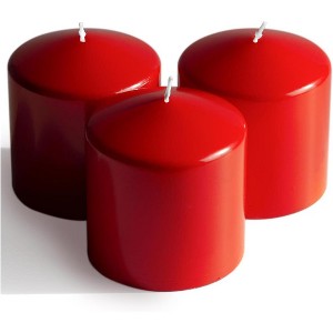 3x3 inch Red Pillar Candles Set of 3 - Elegant Decorative Candles for Home - Unscented Red Candles for Relaxing Atmosphere - 1 of 4