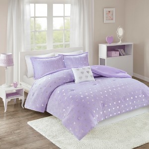 Audrey Metallic Printed Plush Comforter Set - 1 of 4