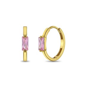 Girls' Baguette Cut Huggie Hoop 14k Gold Earrings - In Season Jewelry - 1 of 4