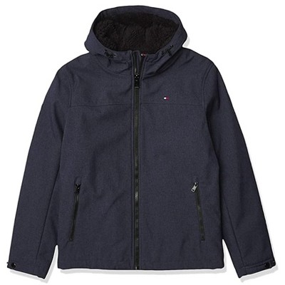 Tommy Hilfiger Mens Hooded Soft Shell Faux Shearling Lined Performance Field Jacket