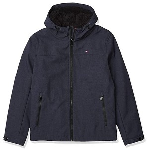 Tommy Hilfiger Mens Hooded Soft Shell Faux Shearling Lined Performance Field Jacket - 1 of 1