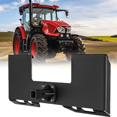 3/8" Skid Steer Attachment Plate with Removable Hitch Receiver, Heavy Duty Thick Skid Steer Mount Plate, Universal Quick Attach Plate