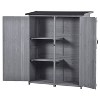 Kelly 3-tier Fir Wood Patio Tool Shed, Storage Shed Cabinet with Waterproof Asphalt Roof and Double Lockable Doors, Outdoor Furniture - Maison Boucle - 2 of 4