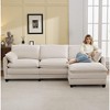 Hyleory Corduroy L-Shaped Sectional Sofa, 3-Seater Couch with Movable Ottoman, Modular Living Room Furniture for Apartments - 2 of 4