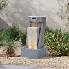 LuxenHome Gray Resin 2-Column Sculpture Outdoor Fountain with Lights - 2 of 4