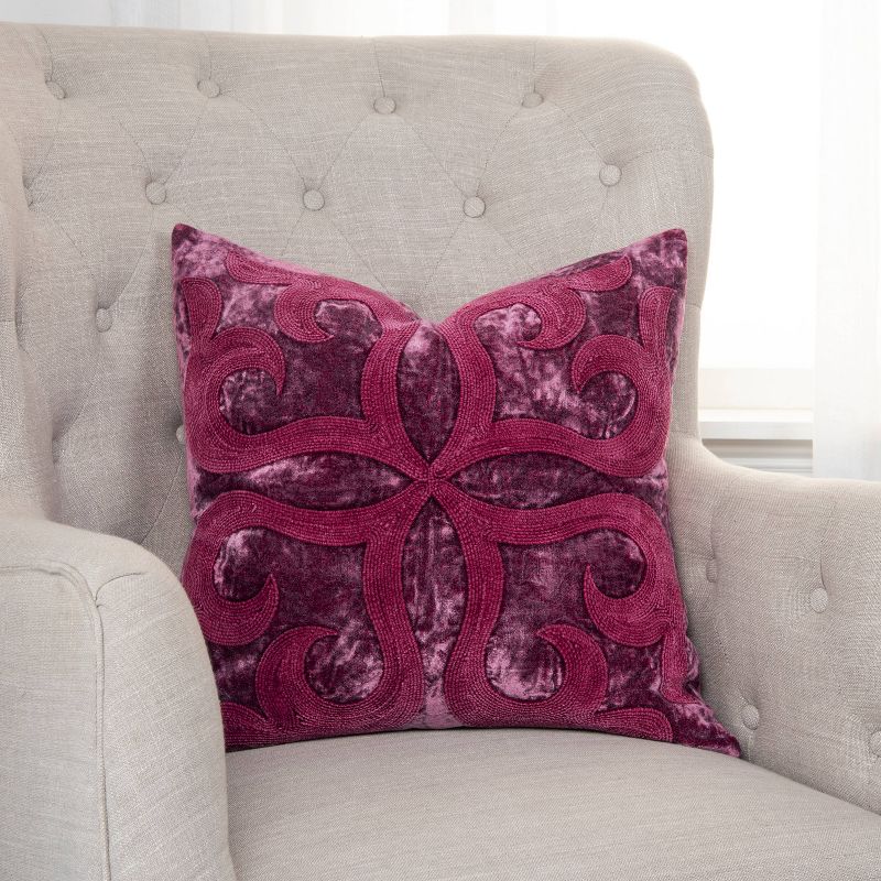 20&#34;x20&#34; Oversize Medallion Square Throw Pillow Cover Merlot/Red - Rizzy Home, 6 of 7