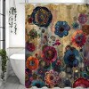 Paaaawaters One piece of retro creative mandala green plant and flower printed waterproof shower curtain - 2 of 4
