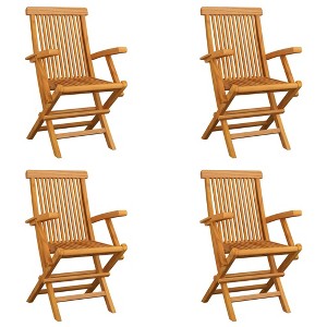 vidaXL Foldable Patio Chairs, Set of 4, Solid Teak Wood with Ergonomic Design, Easy to Store and Maintain, Versatile for Outdoor and Indoor Use - 1 of 4