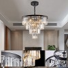 BAOURE 24" Contemporary Crystal Modern Chandeliers Crystal Ceiling Chandelier 4 Tier Black Chandelier Lighting for Dining Room Living Room Bedroom - 3 of 4