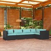 vidaXL Patio Lounge Set - 5 Piece Poly Rattan, Outdoor Furniture with Cushions - Waterproof, Modular Design, Easy to Clean - Black and Water Blue - 2 of 4