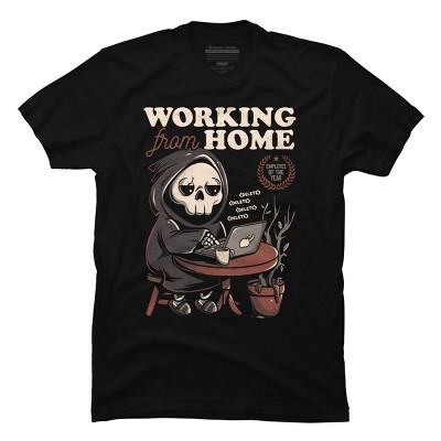 Men's Design By Humans Working From Home - Creepy Skull Gift By EduEly T-Shirt