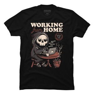 Men's Design By Humans Working From Home - Creepy Skull Gift By EduEly T-Shirt - 1 of 4