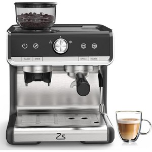 Espresso machine with built-in grinder, rapid heating, milk frother, ideal for home or office use - 1 of 4