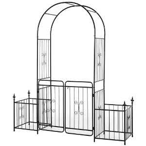 Aghana Digitals 7Ft Black Metal Garden Arch with Curvy Design - Weatherproof Arbor Trellis for - 1 of 4