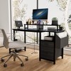 LIVAREEmlen 47'' Computer Desk with Power Outlet Monitor Stands Shelves Office Desk/Writing Table With Drawers, Large Side Pocket and Hooks - 2 of 4