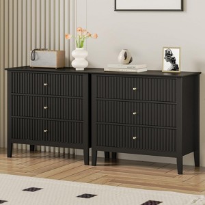 Heynemo 3 Drawer Dresser, Painted 30 Inch Tall Wood Nightstand with Storage, Wide Modern Chest of Drawers with Ball Bearing Slide - 1 of 4