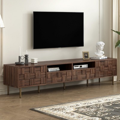 KTMBDW Mid Century TV Stand with 2 Drawers,Media Console Table for TVs up to 85'',Entertainment Center with Storage for Living room,Bedroom,Walnut