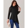 Seta T Women's Lace Long Sleeve Mock Neck Asymmetric Hem Casual Elegant Blouses - 3 of 4