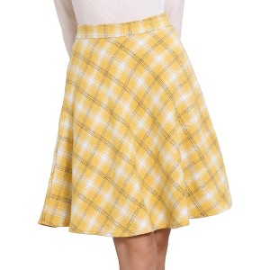INSPIRE CHIC Women's Christmas Plaids Vintage Tartan Elastic Waist Knee Length A-Line Skirt - 1 of 4