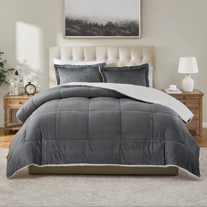 Swift Home | Reversible Micromink and Faux Shearling 3-Piece Fall/Winter Comforter Set - 1 of 4