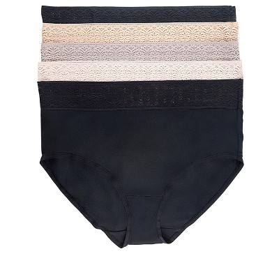 Felina | High Waisted Modal Stretch Brief | Lace Trim | 5-Pack | Full Coverage