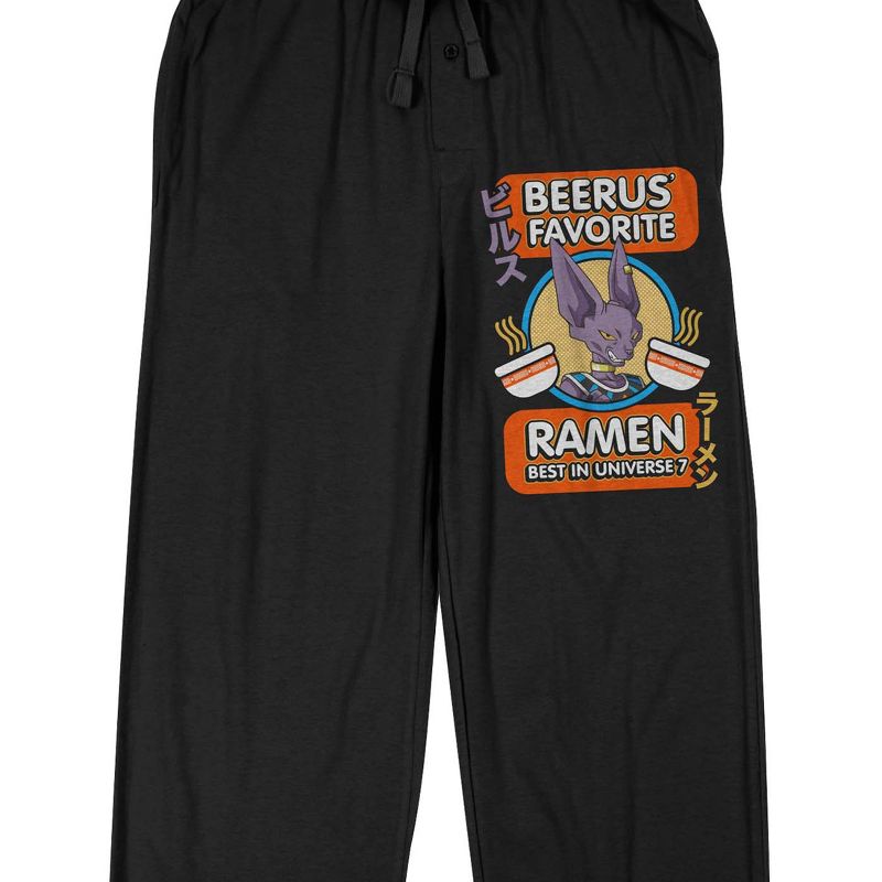 Dragon Ball Z Super Beerus Favorite Ramen Men's Black Sleep Pants, 2 of 4