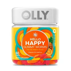 Olly Hello Happy Gummy Worm Supplements with Vitamin D and Saffron - 60ct